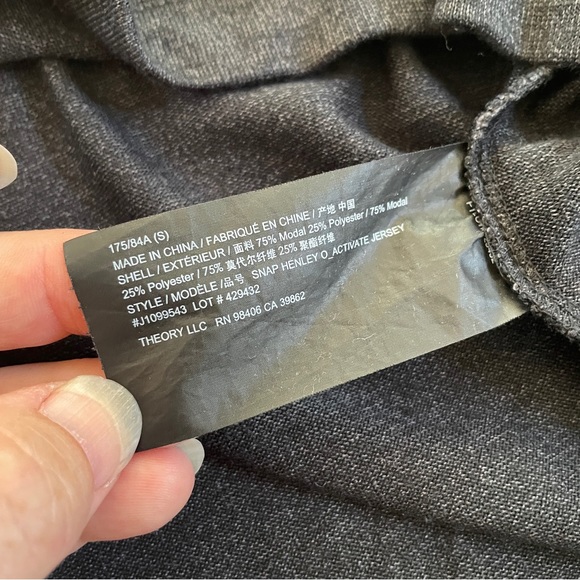 Theory charcoal Henley shirt S - Picture 8 of 8